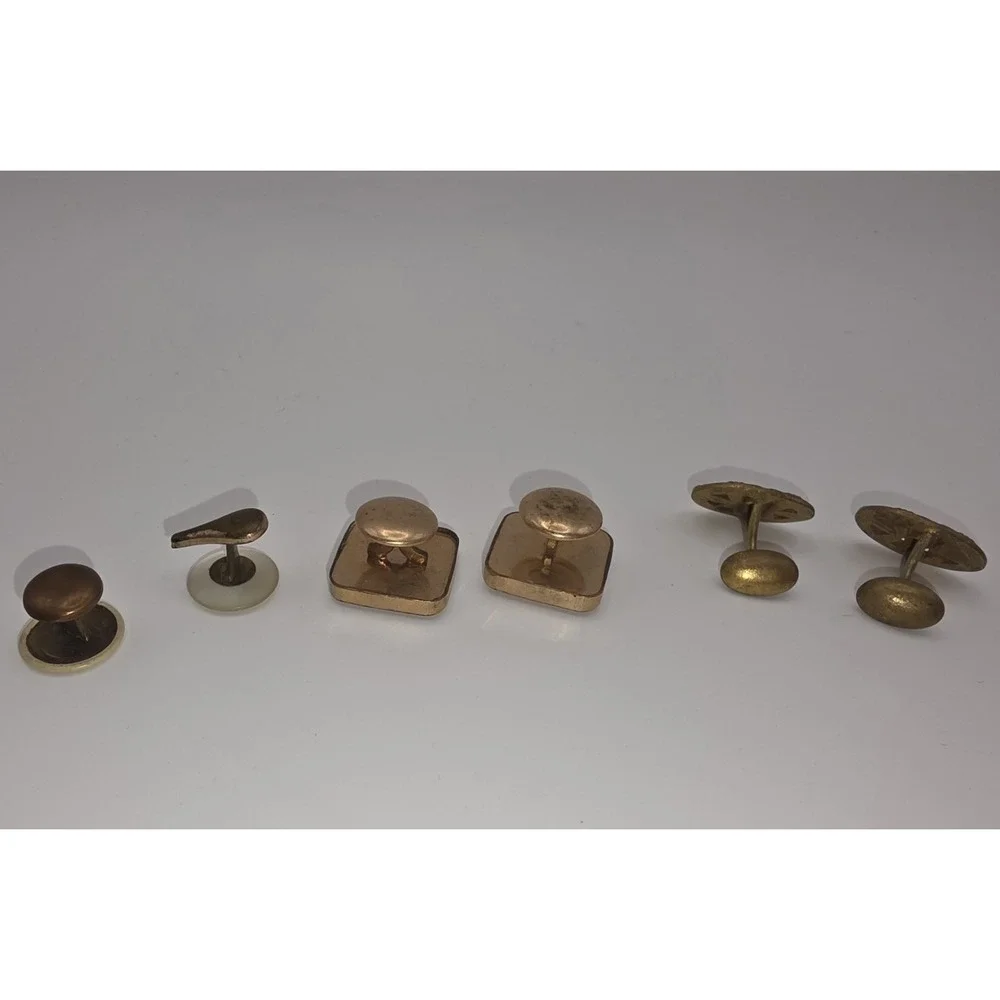 Vintage Gold Toned Cuff links Filigreen Green Glass Lot Monogram F
